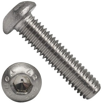 Винт с полукруглой головкой и внутренним шестигранником М10х60 DIN 7380 нержавеющая сталь А2